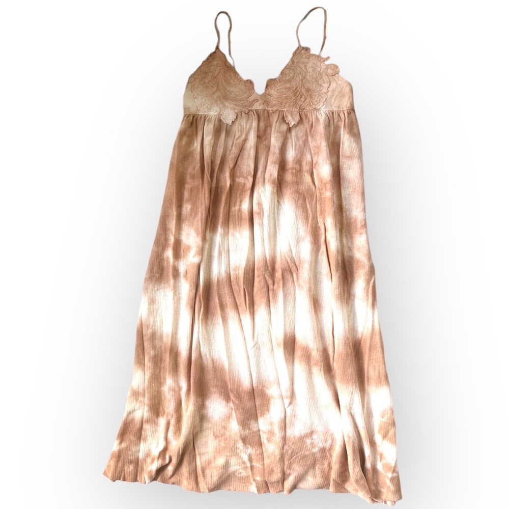 ZARA Knit Tie-Dye Maxi Dress with Embroidery